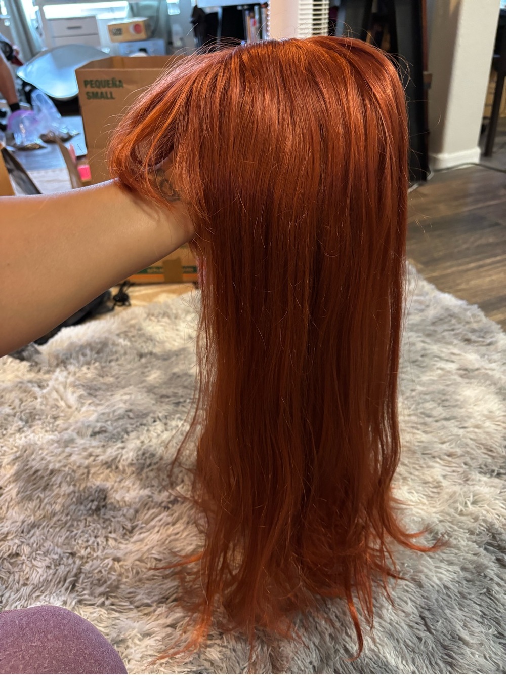 Long Straight Wig in Vibrant Copper Redi